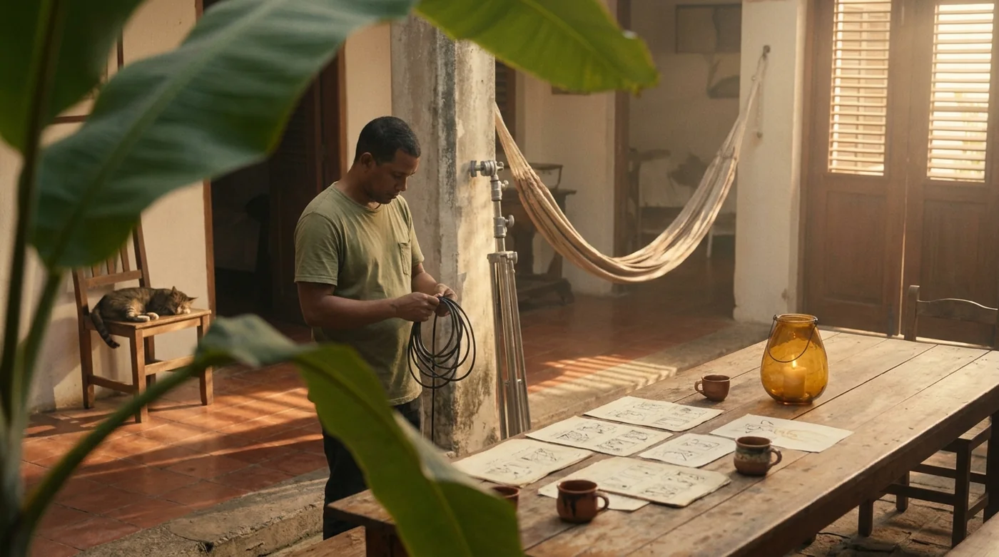 A director and an editor reviewing a commercial in a calm studio